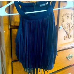 Blue Fringe Top